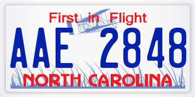 NC license plate AAE2848