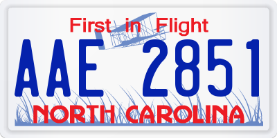 NC license plate AAE2851