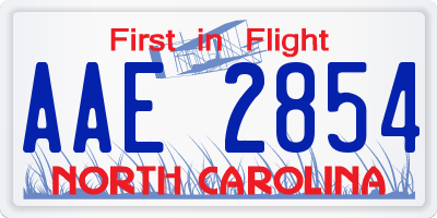 NC license plate AAE2854