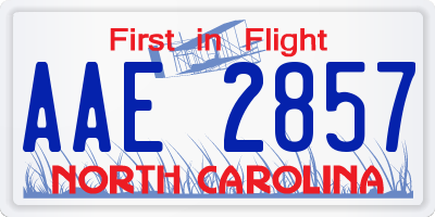 NC license plate AAE2857
