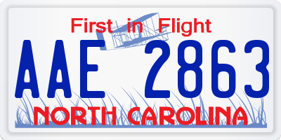 NC license plate AAE2863