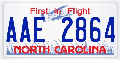NC license plate AAE2864
