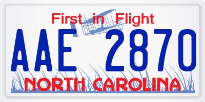 NC license plate AAE2870