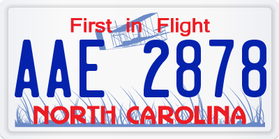 NC license plate AAE2878