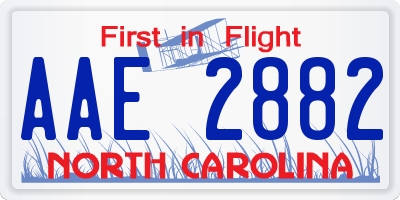 NC license plate AAE2882