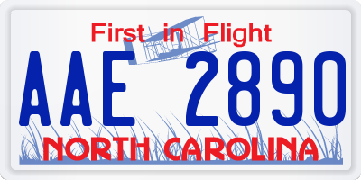 NC license plate AAE2890