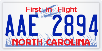 NC license plate AAE2894