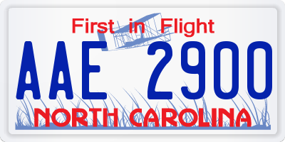 NC license plate AAE2900