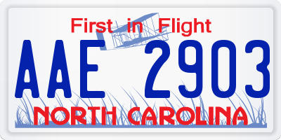NC license plate AAE2903