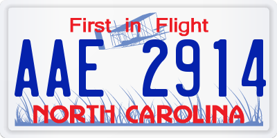 NC license plate AAE2914