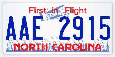 NC license plate AAE2915