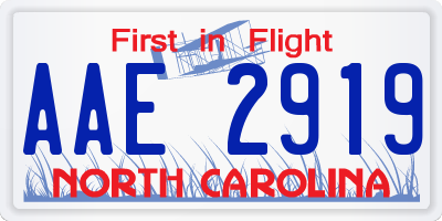 NC license plate AAE2919