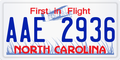 NC license plate AAE2936