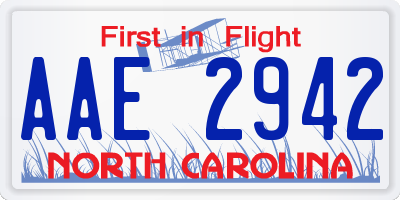 NC license plate AAE2942