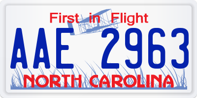 NC license plate AAE2963