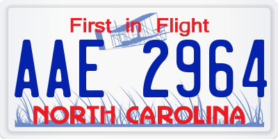 NC license plate AAE2964