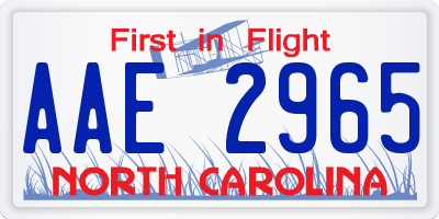 NC license plate AAE2965