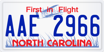 NC license plate AAE2966