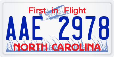 NC license plate AAE2978