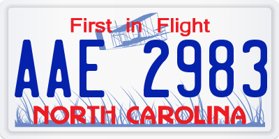 NC license plate AAE2983