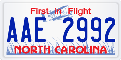 NC license plate AAE2992