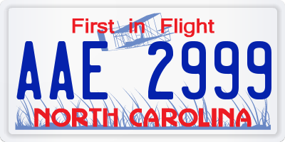 NC license plate AAE2999