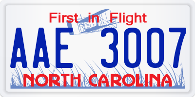 NC license plate AAE3007