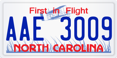 NC license plate AAE3009