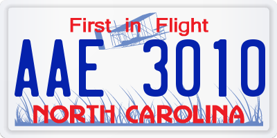 NC license plate AAE3010