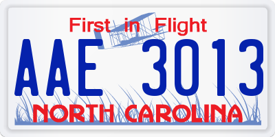 NC license plate AAE3013