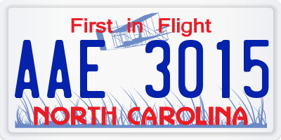 NC license plate AAE3015