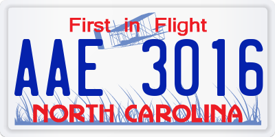 NC license plate AAE3016