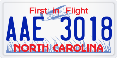 NC license plate AAE3018