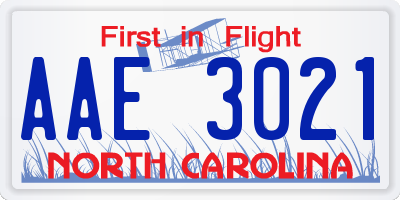 NC license plate AAE3021