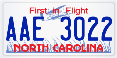 NC license plate AAE3022