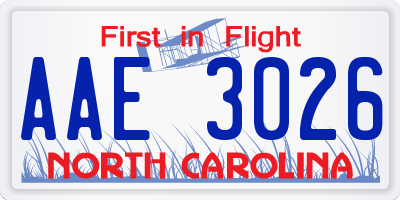 NC license plate AAE3026