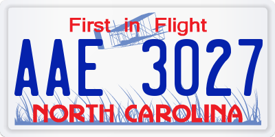 NC license plate AAE3027