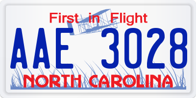 NC license plate AAE3028