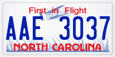 NC license plate AAE3037