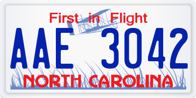 NC license plate AAE3042