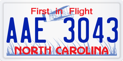 NC license plate AAE3043
