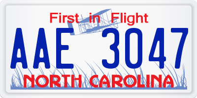 NC license plate AAE3047