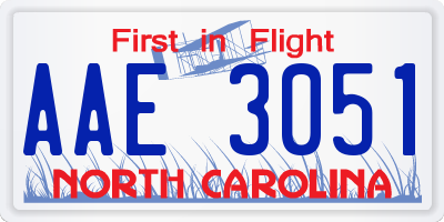 NC license plate AAE3051