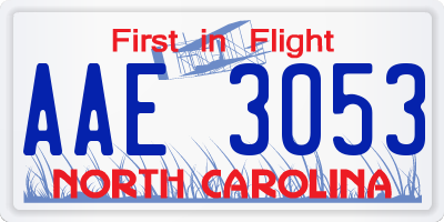NC license plate AAE3053