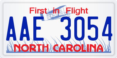 NC license plate AAE3054