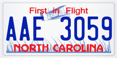 NC license plate AAE3059