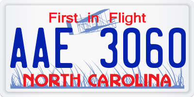 NC license plate AAE3060