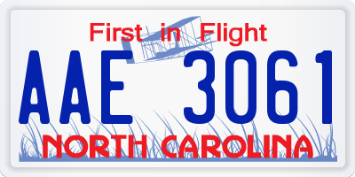 NC license plate AAE3061