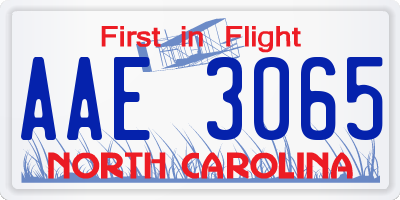 NC license plate AAE3065