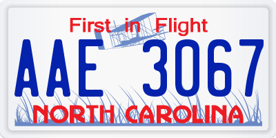 NC license plate AAE3067